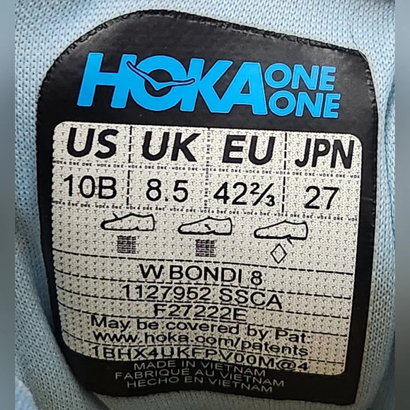 Hoka One One Women's Bondi 8 Blue/Yellow Running Shoes Womens Size 10 B - Picture 9 of 9